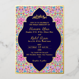 Arabian Royal Navy Blue Gold Ornate Muslim Wedding