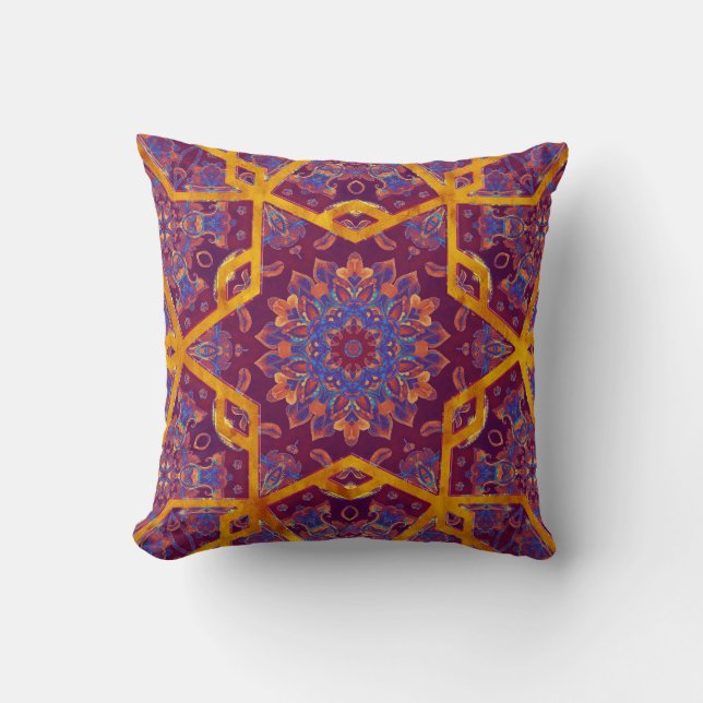 Arabian style, watercolor islamic seamless pattern cushion (Front)