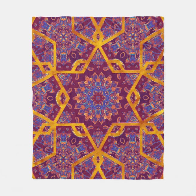 Arabian style, watercolor islamic seamless pattern fleece blanket (Front)