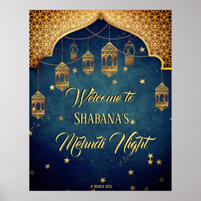Arabian style with Moroccan lanterns Mehndi Henna Poster (Front)