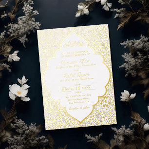 Arabian White Marble Crème Gold Muslim Wedding