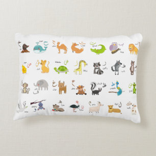 arabic Alphabet animals الحروف العربية Decorative Cushion