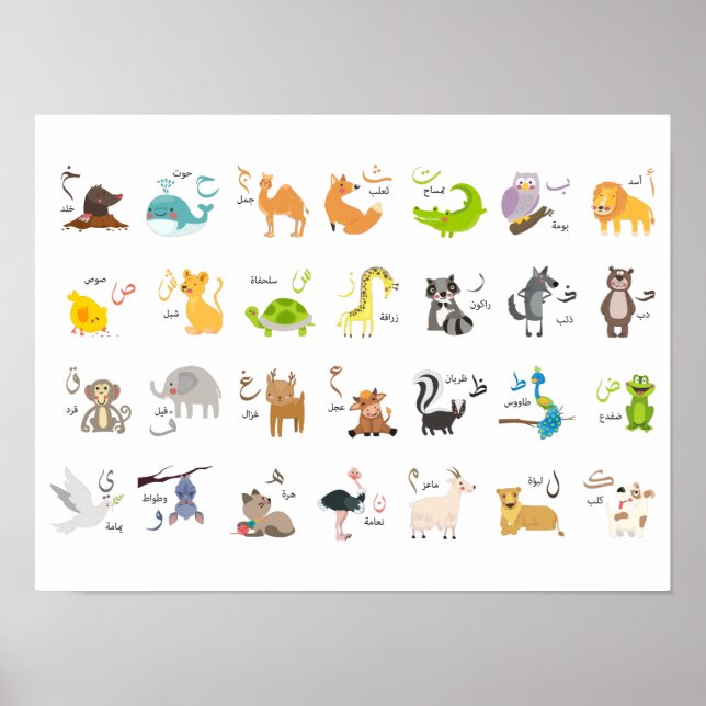 arabic Alphabet animals Poster (Front)
