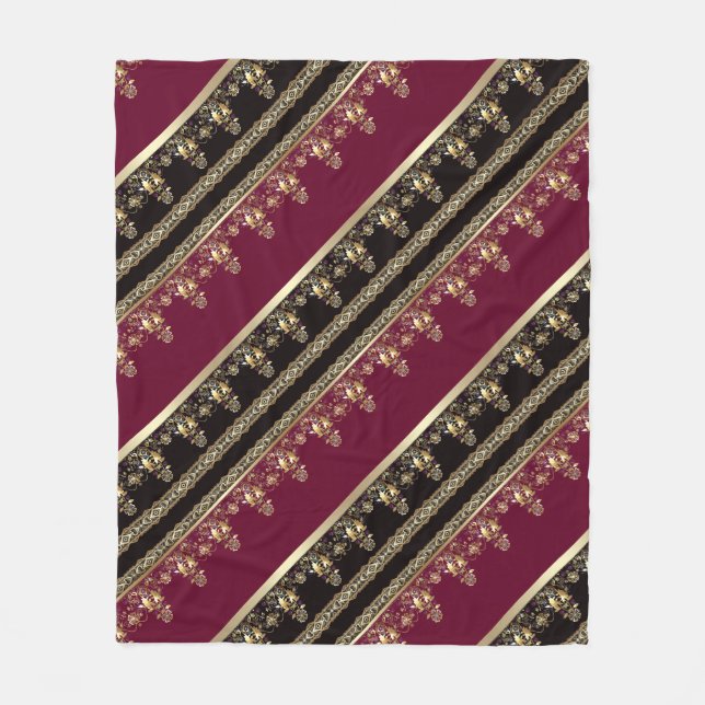 Arabic antique decorative east ornamental baroque fleece blanket (Front)