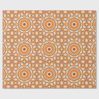 Arabic Boho Circles Geometric Moroccan Orange Wrapping Paper
