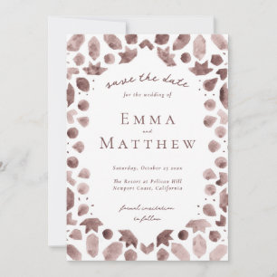 Arabic Brown Tile Pattern with QR Save The Date