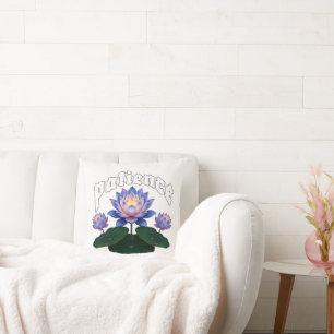Arabic Calligraphy Sabr Patience - Zen Lotus Flowe Cushion