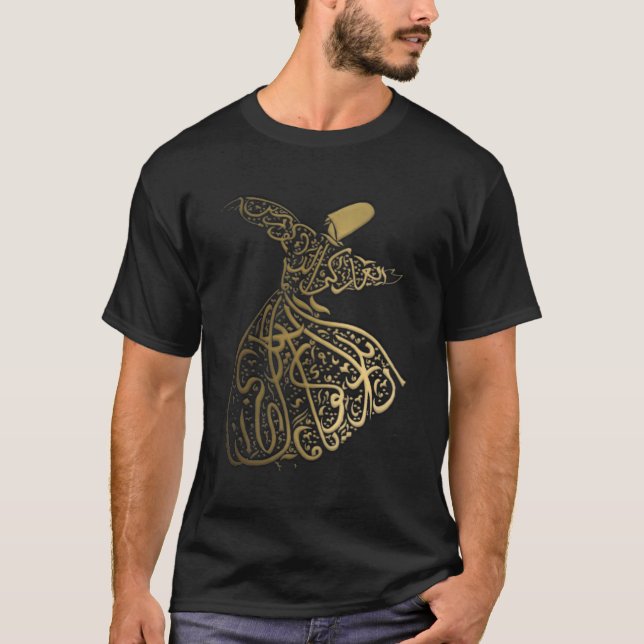 Arabic Calligraphy Whirling Dervish Sufi T-Shirt (Front)