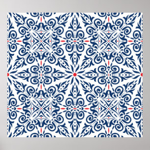 Arabic Colourful Vintage Seamless Pattern Poster