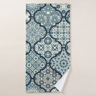 Arabic decorative azulejos tiles patchwork islamic bath towel