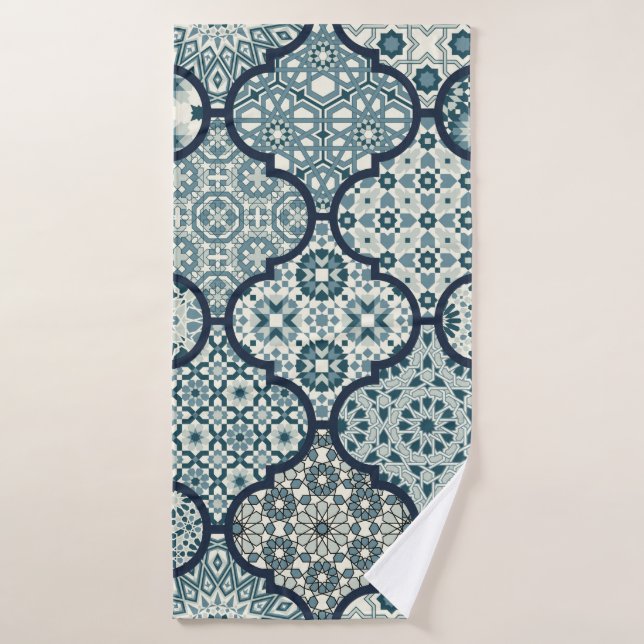 Arabic decorative azulejos tiles patchwork islamic bath towel (Bath Towel)