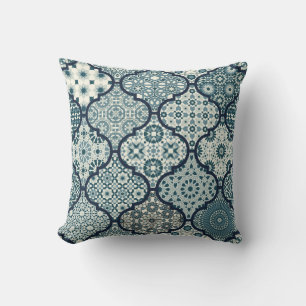 Arabic decorative azulejos tiles patchwork islamic cushion