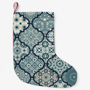 Arabic decorative azulejos tiles patchwork islamic small christmas stocking