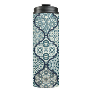 Arabic decorative azulejos tiles patchwork islamic thermal tumbler