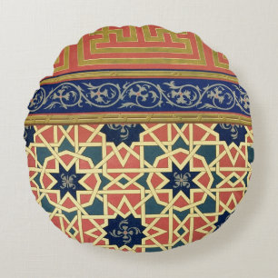 Arabic decorative designs (colour litho) round cushion