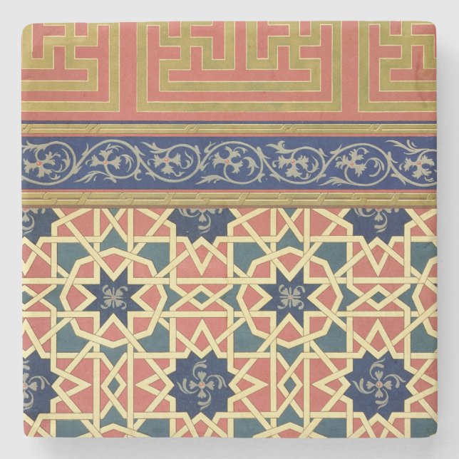 Arabic decorative designs (colour litho) stone coaster (Front)
