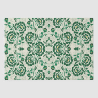 Arabic Elegant Floral Geometric Green Moroccan  Tissue Paper