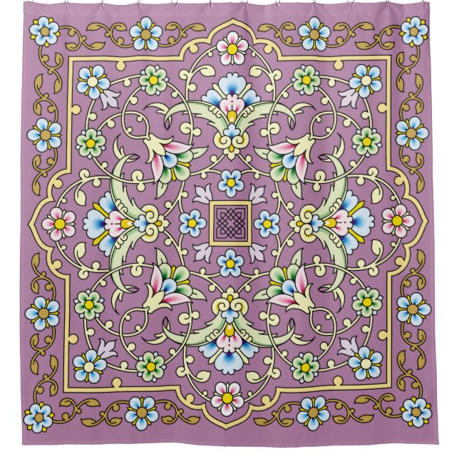 Arabic Floral Frame. Traditional Islamic Design. M Shower Curtain (Front)