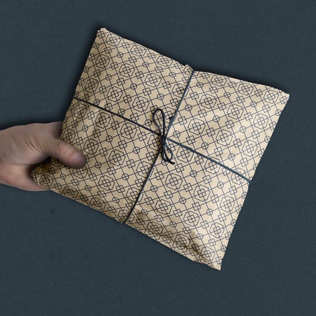 Arabic Geometric | Navy Blue Tan Tissue Paper (Creator Uploaded)