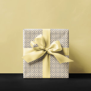 Arabic Geometric Navy Blue Tan Wrapping Paper