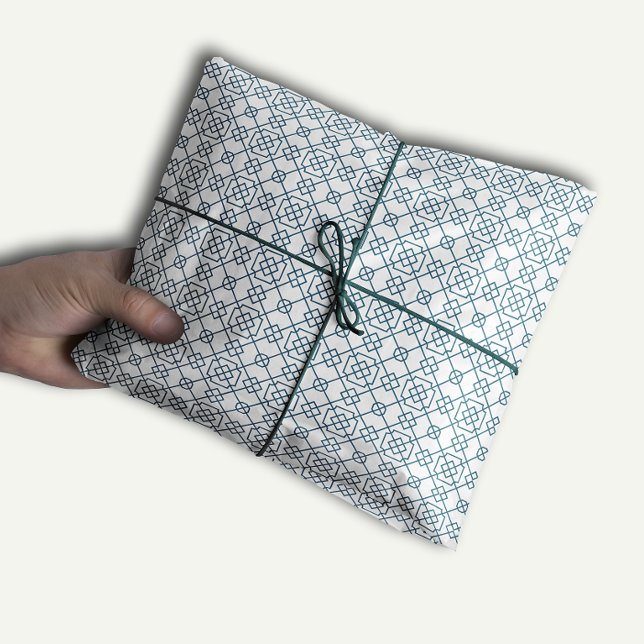 Arabic Geometric Pattern | Teal White Tissue Paper (Creator Uploaded)