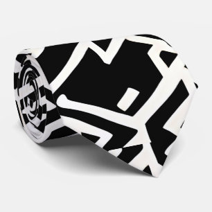 Arabic Kexogons and lines Geometric Pattern Tie