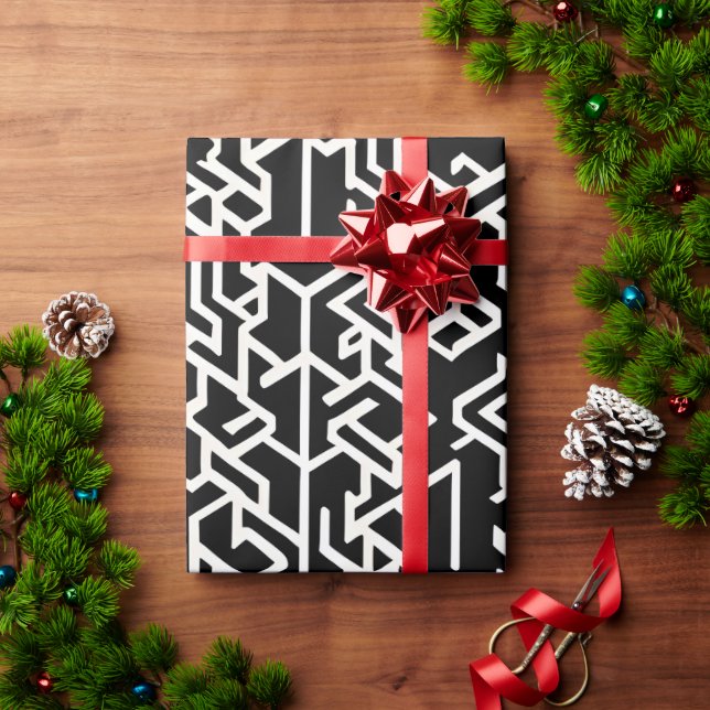 Arabic Kexogons and lines Geometric Pattern Wrapping Paper (Holiday Gift)