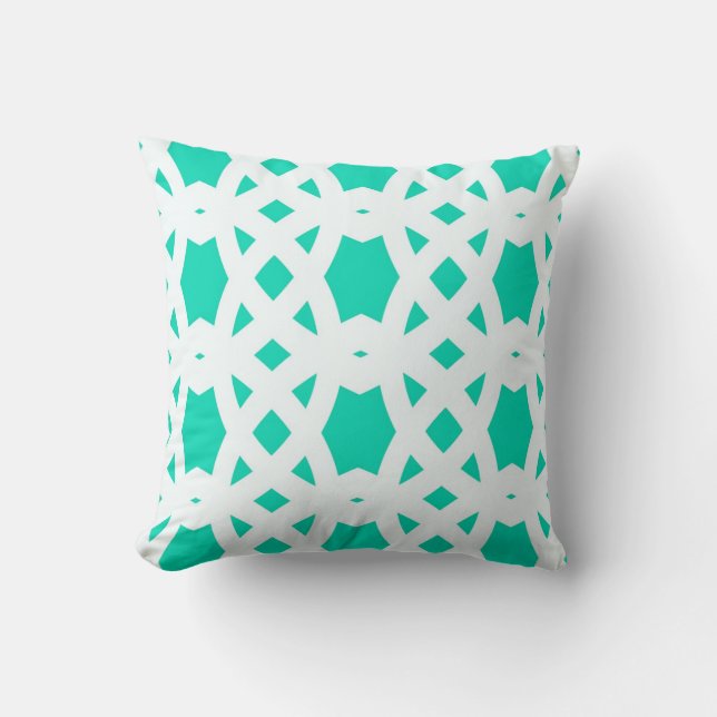 Arabic Lattice in Aqua Cushion (Front)