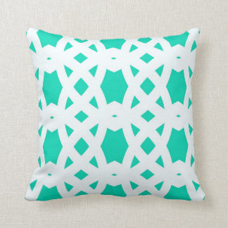 Arabic Lattice in Aqua Cushion