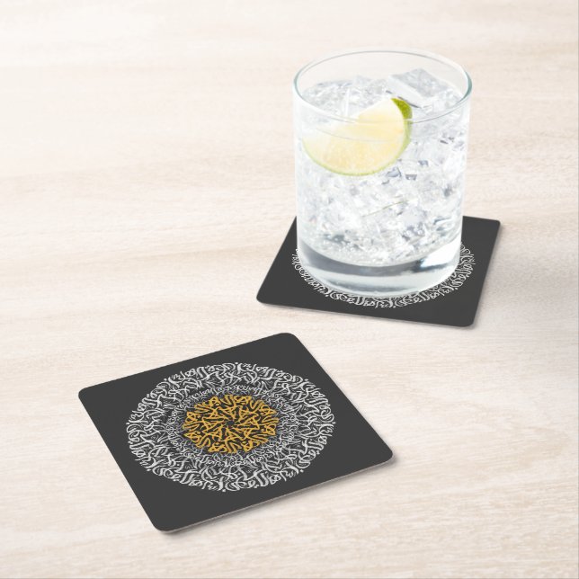 arabic letters 3d art block  square paper coaster (Insitu)