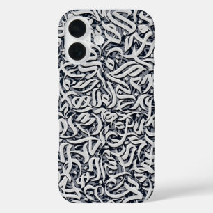 Arabic letters black and white iPhone 16 case