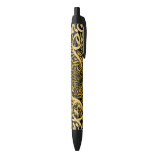 arabic letters gold black ink pen