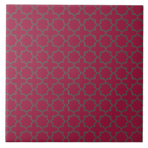 Arabic Moroccan Lattice in Fire Brick Red and Grey Tile