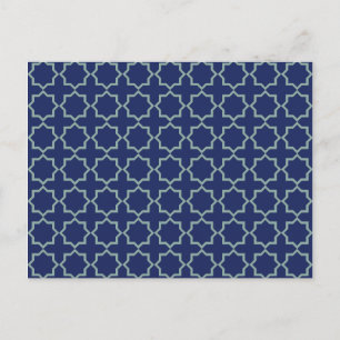 Arabic Moroccan Lattice in Midnight Blue Postcard