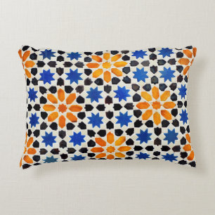 Arabic mosaic of tiles in Moroccan style, decorati Decorative Cushion