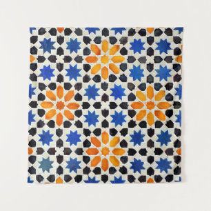 Arabic mosaic of tiles in Moroccan style, decorati Tapestry