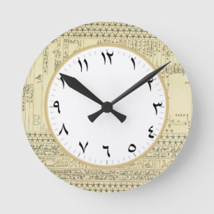 Arabic Number Clock Ancient Egypt hieroglyphics