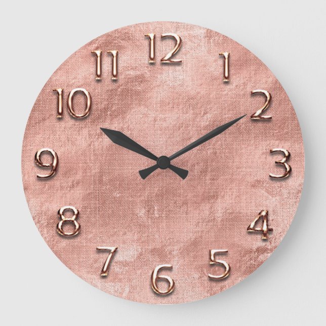Arabic Numbers White Copper Rose Gold Urban Concep Large Clock (Front)
