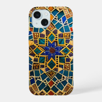 Arabic pattern in beige and turquoise blue