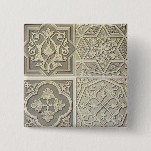 Arabic tile designs (colour litho) 15 cm square badge