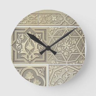 Arabic tile designs (colour litho) round clock