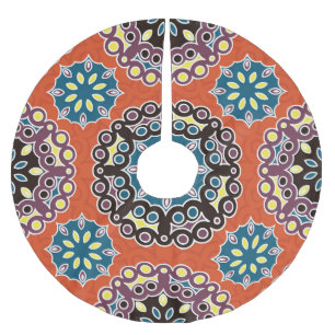 Arabic tile, vintage patchwork pattern. brushed polyester tree skirt