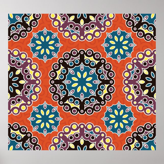 Arabic tile, vintage patchwork pattern. poster (Front)