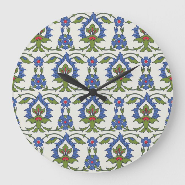 Arabic Traditional: Iznik Tile Seamless. Large Clock (Front)