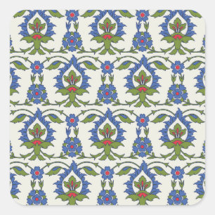 Arabic Traditional: Iznik Tile Seamless. Square Sticker