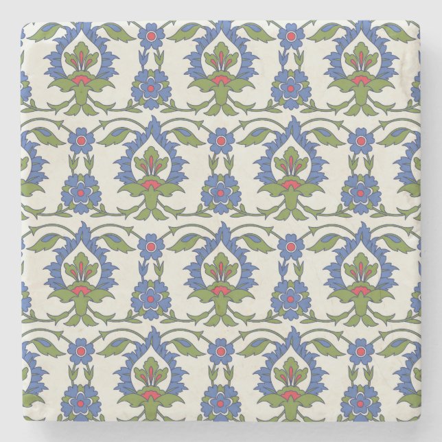 Arabic Traditional: Iznik Tile Seamless. Stone Coaster (Front)