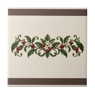 Arabica Coffee Botanical Custom Colour Frieze Ceramic Tile