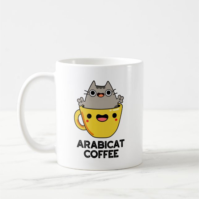 Arabicat Coffee Funny Arabica Cat Pun  Coffee Mug (Left)