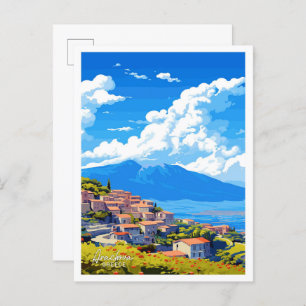 Arachova Greece Art Travel Vintage illustration Postcard