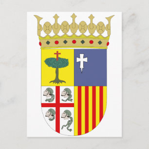 Aragón Coat of Arms Official Spain Symbol Heraldry Postcard